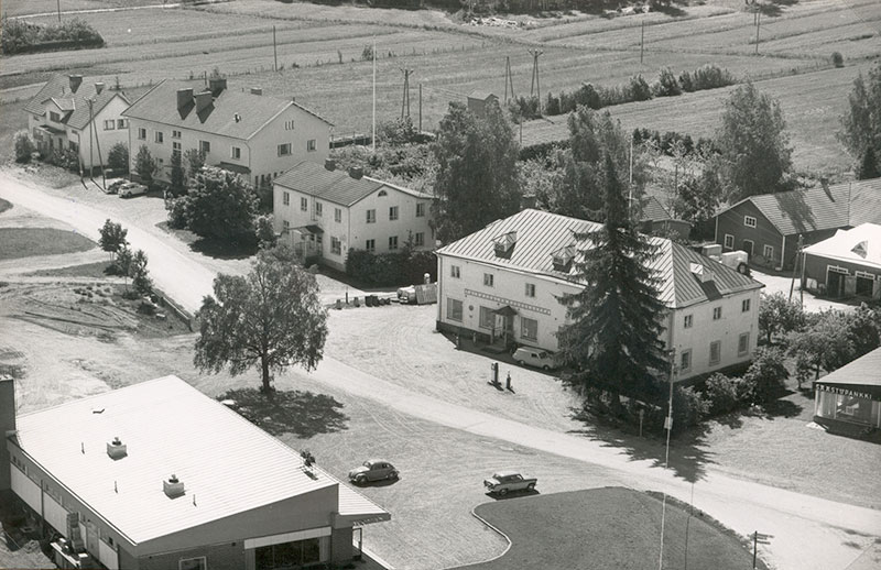 Ilmakuva Taivassalon keskustaa 1960-luvulla