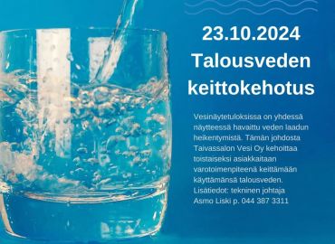 Talousveden keittokehotus jatkuu edelleen